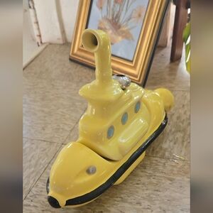 Yellow Submarine Cookie Jar Vintage Ceramic